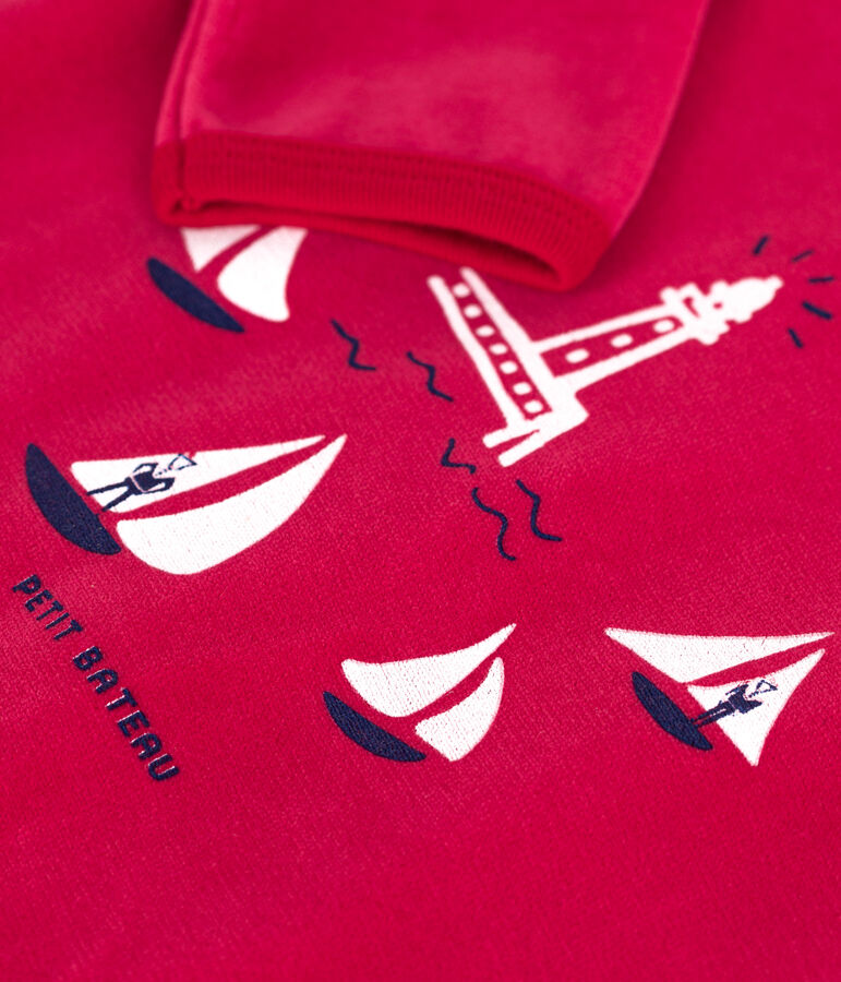 Pijama de terciopelo con abertura trasera para beb&eacute; rojo CORRIDA