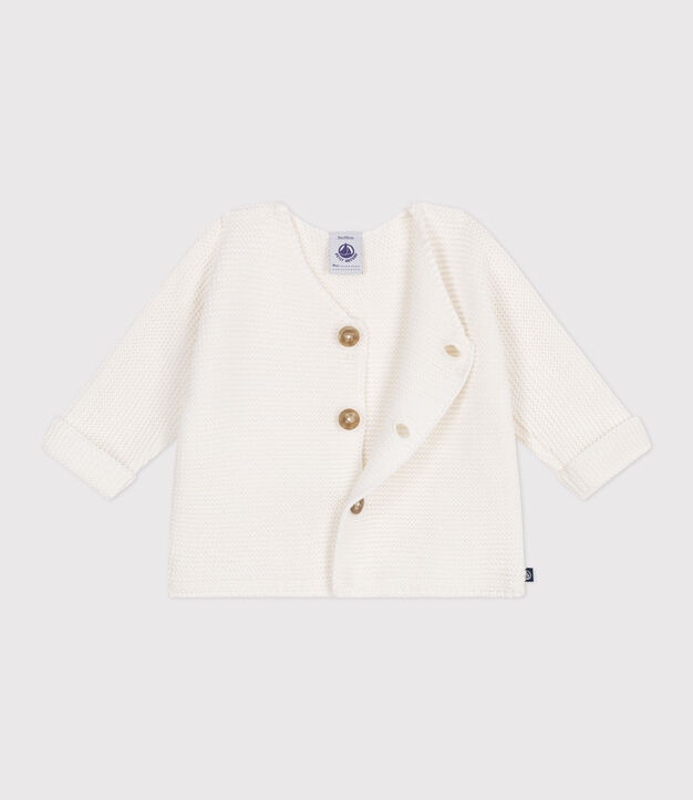 C&aacute;rdigan de algod&oacute;n liso para beb&eacute; (unisex) blanco