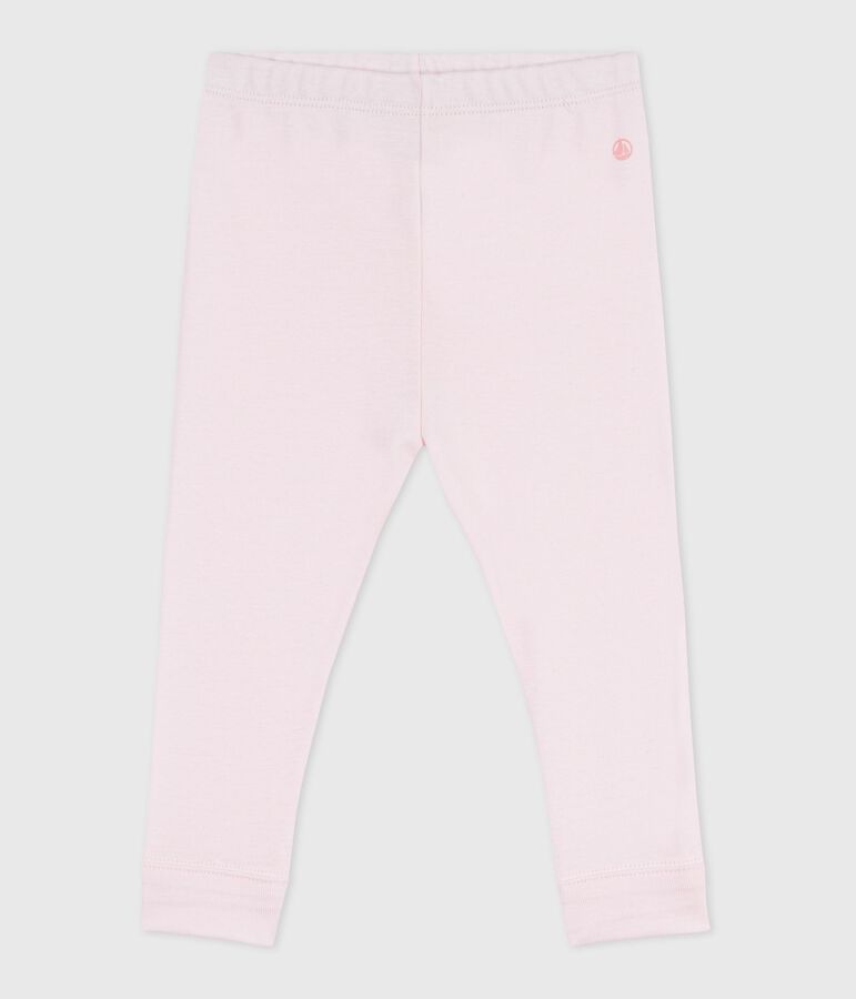 Leggings lisos de algod&oacute;n para beb&eacute; rosa