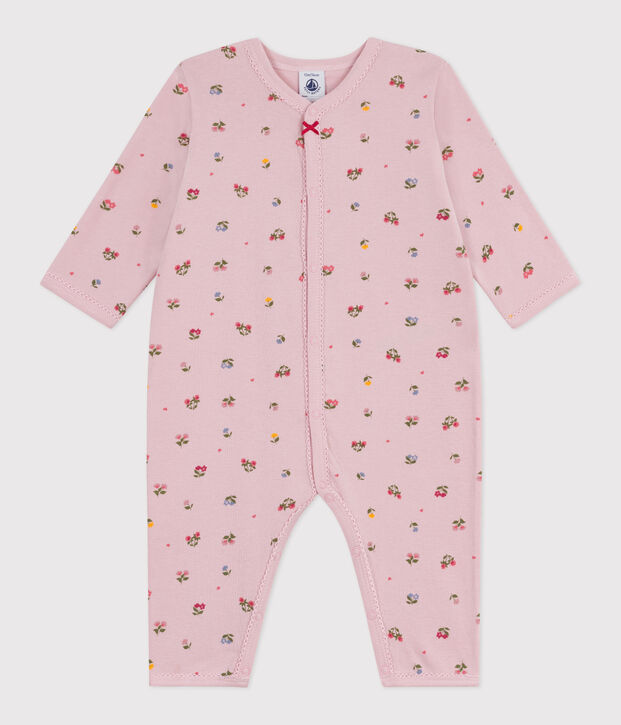 Pijama sin pies de algod&oacute;n con estampado de flores para beb&eacute; rosa/multicolor
