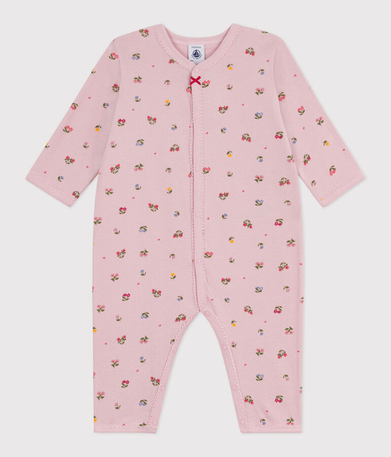 Pijama sin pies de algod&oacute;n con estampado de flores para beb&eacute; rosa/multicolor
