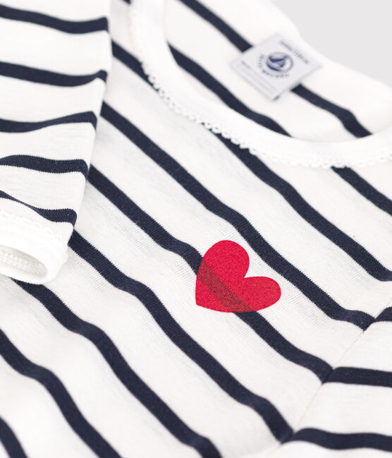 Camisón infantil de algodón a rayas blanco MARSHMALLOW/azul SMOKING