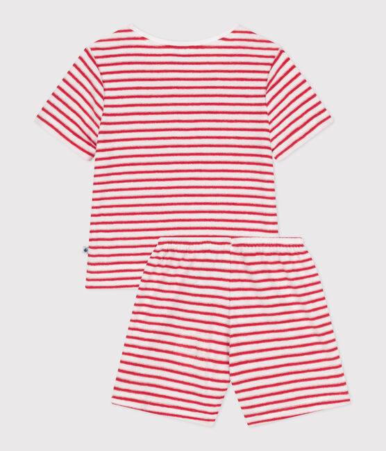 Pijama infantil corto de algodón a rayas rojo MARSHMALLOW/ SPI