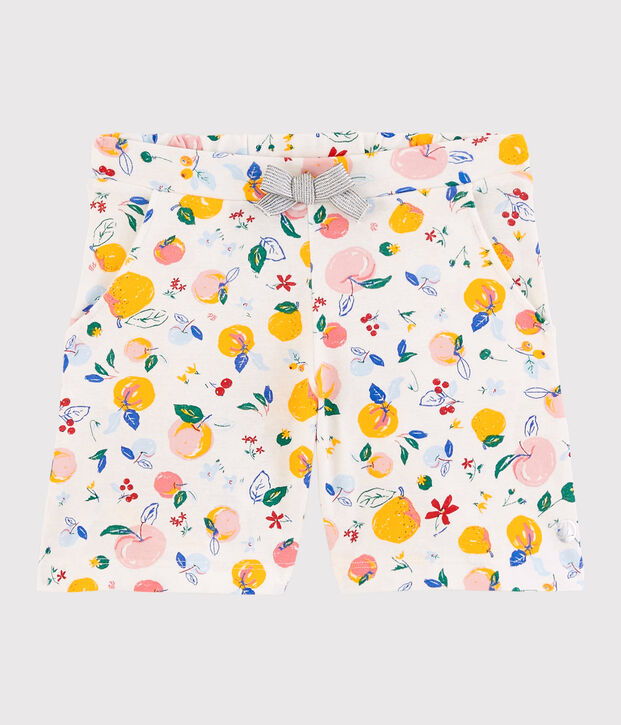 Pantal&oacute;n corto de algod&oacute;n de ni&ntilde;a blanco/multicolor