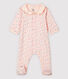 Pijama enterizo rosa con cuello de bebé de algodón ecológico