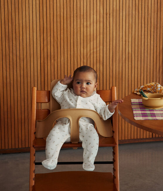 Pijama de terciopelo para bebé blanco MARSHMALLOW/blanco MULTICO