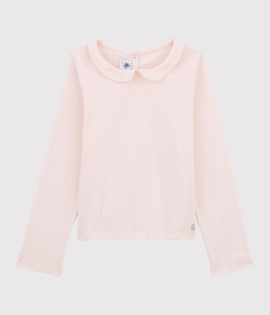 Camiseta de manga larga de algodón de niña rosa FLEUR