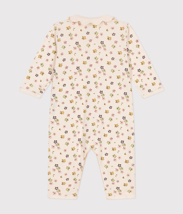 Pijama sin pies de algod&oacute;n con estampado de flores para beb&eacute; crudo/multicolor
