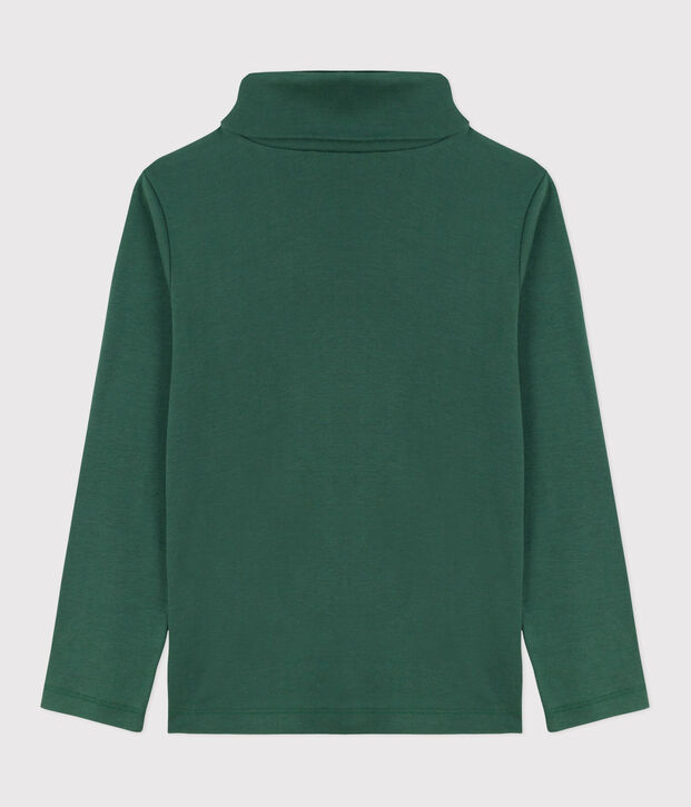 Camiseta infantil de cuello alto de algod&oacute;n verde