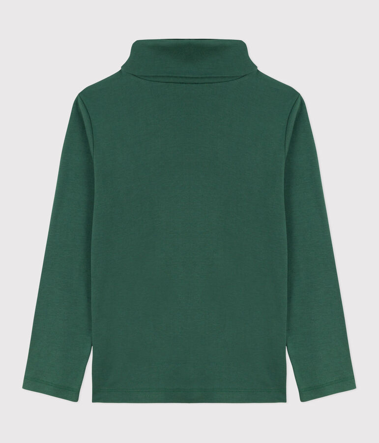 Camiseta infantil de cuello alto de algod&oacute;n verde