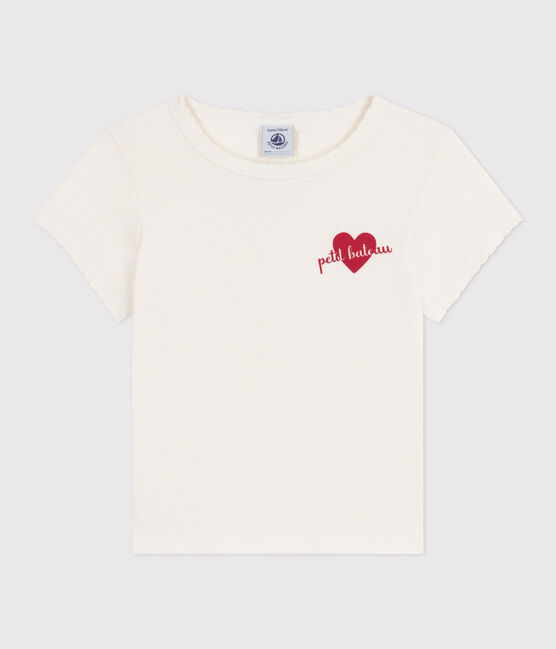 Camiseta infantil estampada de manga corta crudo MILK