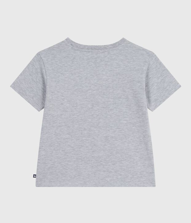 Camiseta infantil estampada de manga corta gris