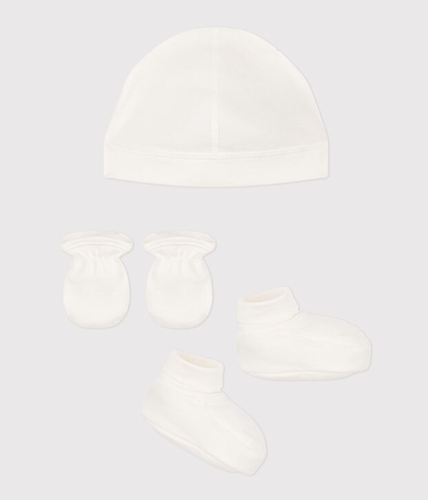 Juego de gorro, patucos y manoplas para beb&eacute; multicolor