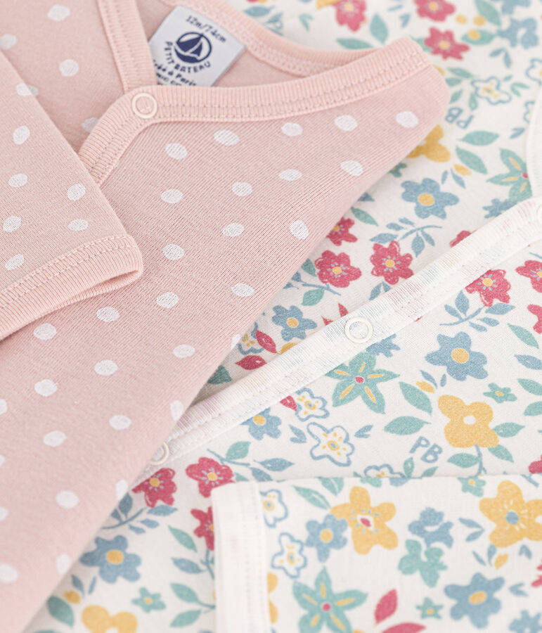 Juego de 2 peleles de algod&oacute;n con flores y lunares multicolor