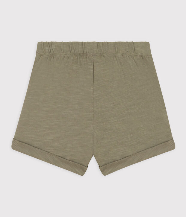 Shorts lisos de punto flameado para beb&eacute; verde