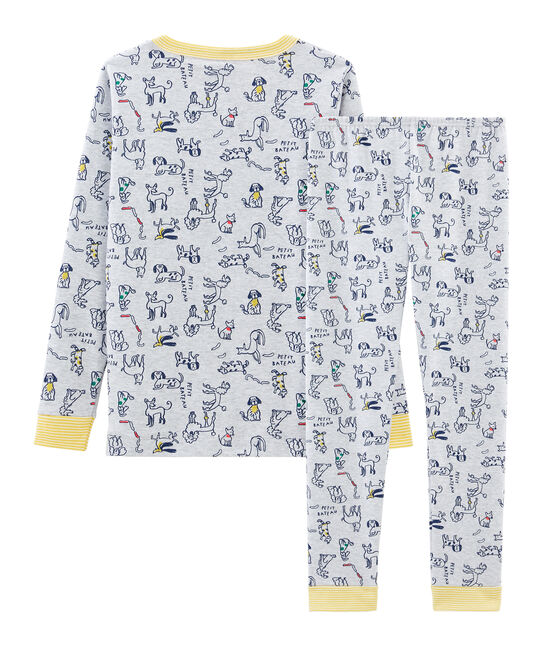 Pijama de corte muy ajustado de punto para niño gris POUSSIERE/blanco MULTICO