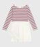 Vestido infantil de manga larga de algodón y tul rojo MILK/ AMARANTE