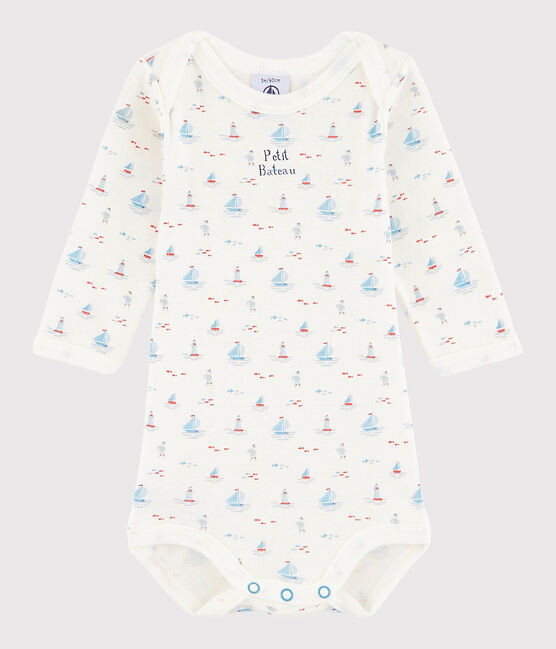 Bodi de manga larga de bebé niño blanco LAIT/blanco MULTICO