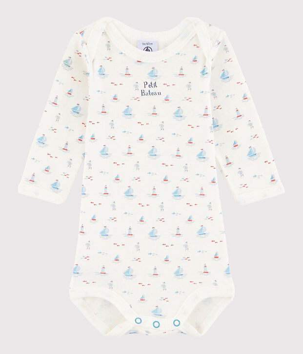 Bodi de manga larga de beb&eacute; ni&ntilde;o blanco/multicolor