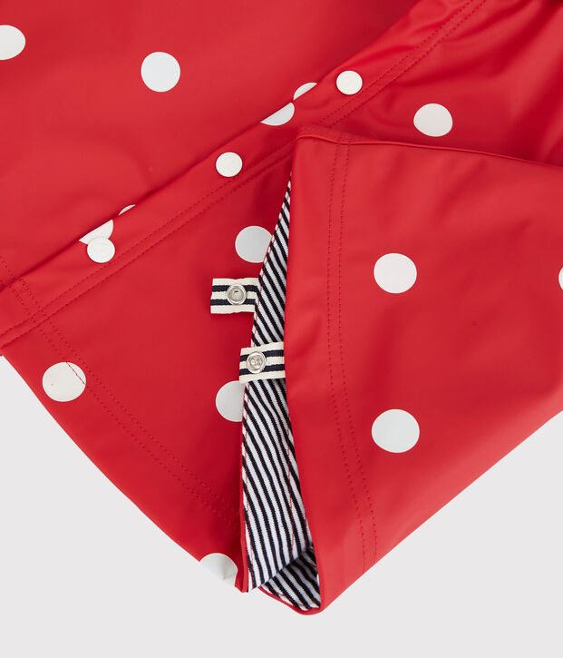 Capa para la lluvia con lunares de beb&eacute; rojo/blanco
