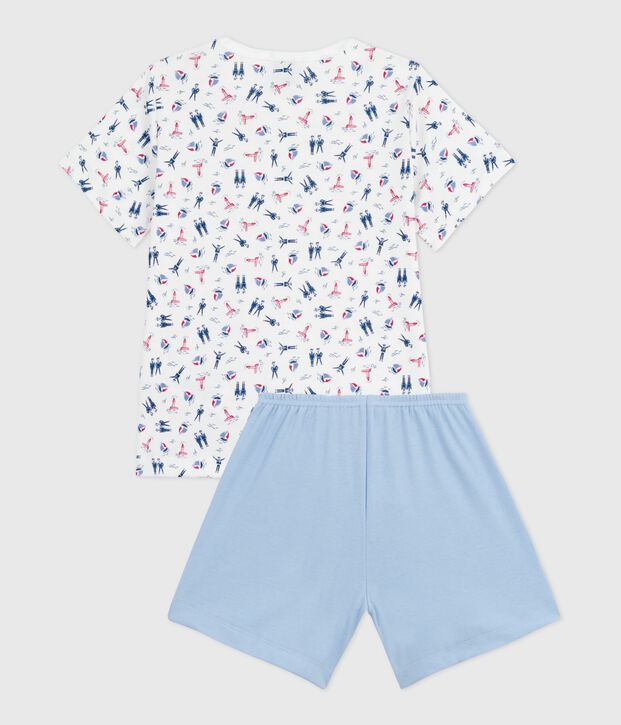 Pijama corto infantil de algod&oacute;n azul/multicolor