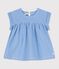 Blusa de manga corta de algodón ecológico de bebé azul BRASIER/gris MARSHMALLOW