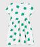 Vestido de manga corta de muletón de niña blanco MARSHMALLOW/verde GAZON