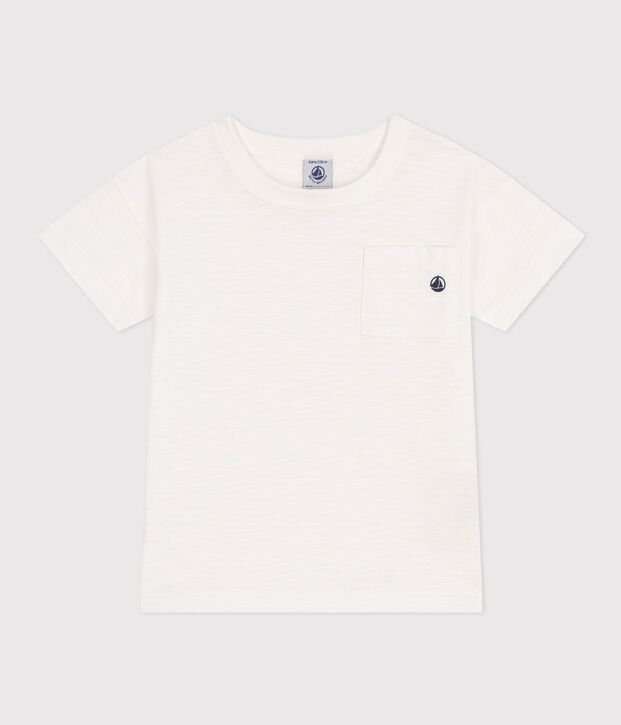 Camiseta de punto flameado para ni&ntilde;o blanco