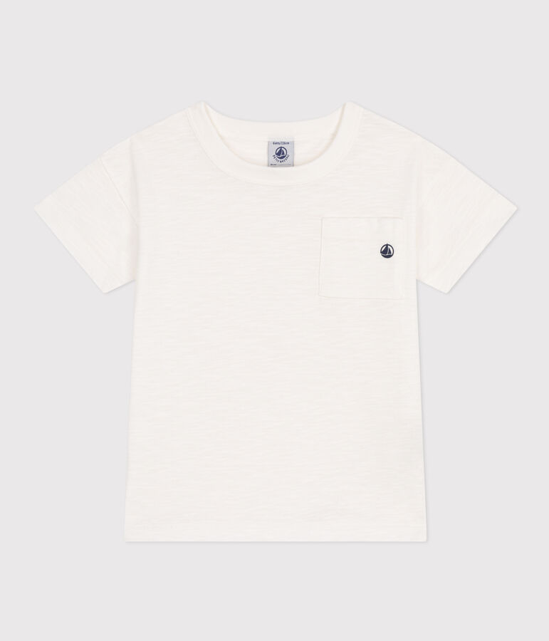 Camiseta de punto flameado para ni&ntilde;o blanco