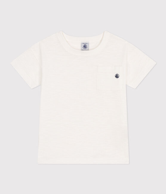 Camiseta de punto flameado para niño blanco MARSHMALLOW