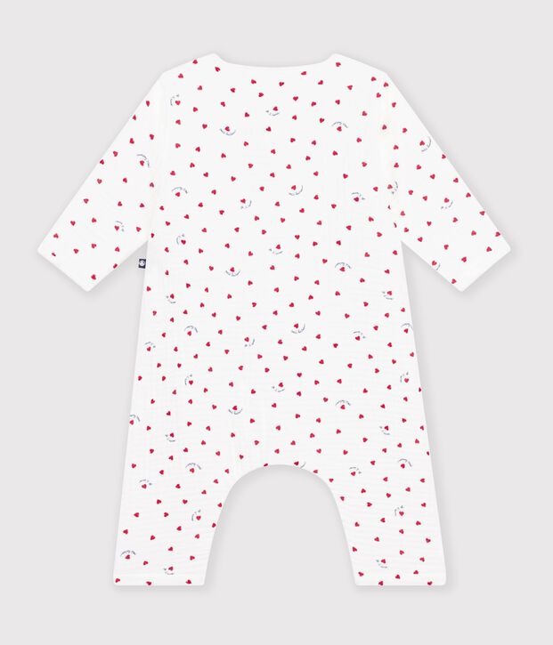Pelele de beb&eacute; de gasa de algod&oacute;n con un peque&ntilde;o estampado de corazones. blanco/multicolor