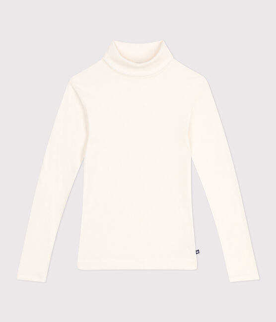 Camiseta de cuello alto Icónica de lana y algodón para mujer crudo MILK