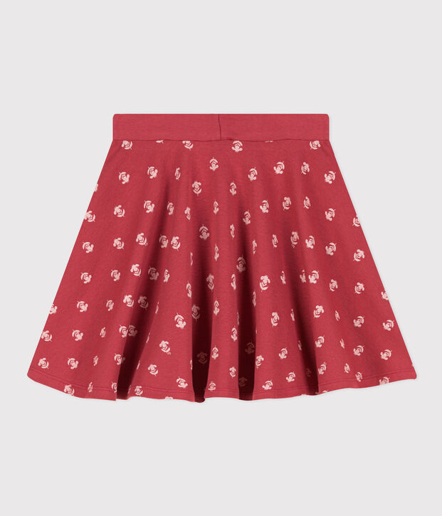 Falda estampada de algod&oacute;n para ni&ntilde;a rosa/crudo