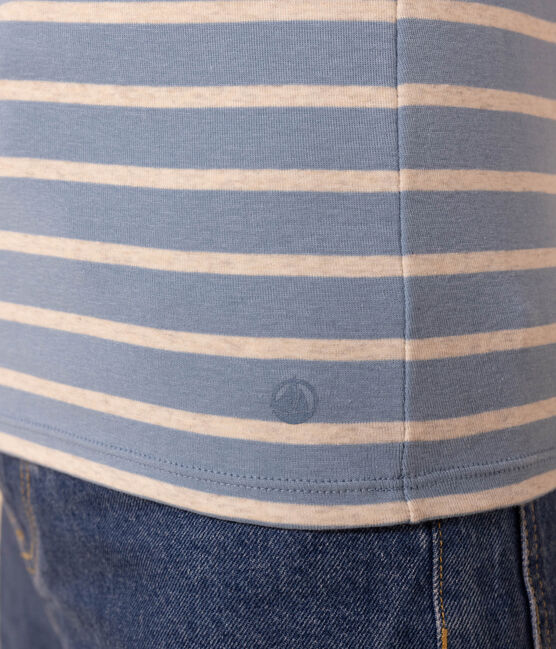 Camiseta L'ICONIQUE de algodón con cuello redondo para mujer AZUL/ MONTELIMAR