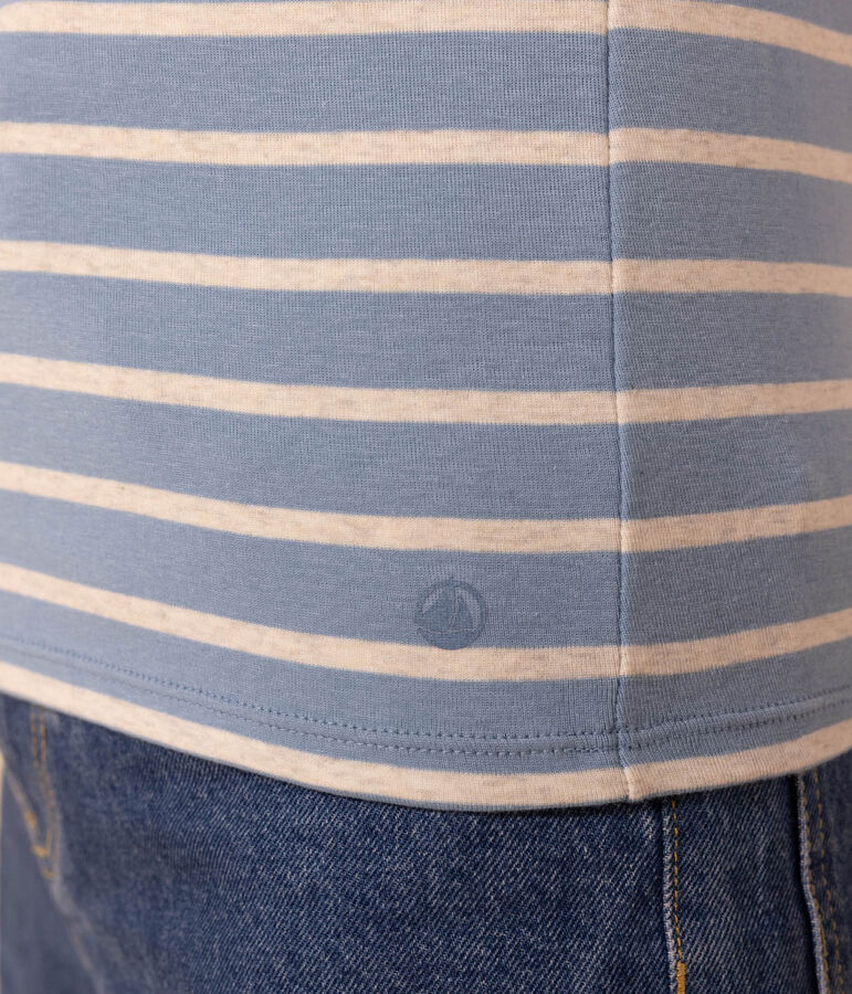 Camiseta L'ICONIQUE de algod&oacute;n con cuello redondo para mujer azul/beige