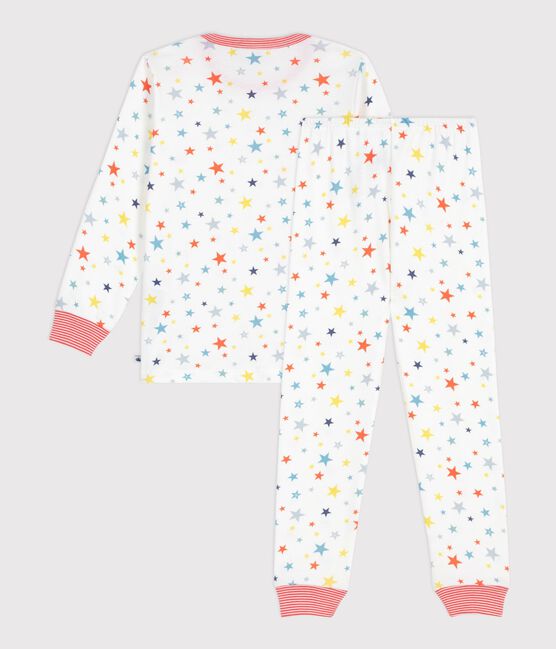 Pijama infantil de algodón con estampado de estrellas blanco MARSHMALLOW/blanco MULTICO