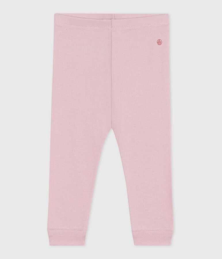 Leggings lisos de algod&oacute;n para beb&eacute; rosa