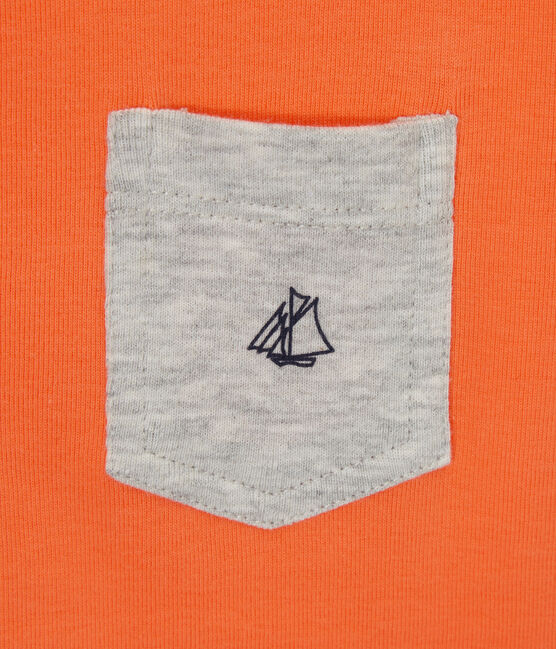 Camiseta con bolsillo en el pecho para niño naranja ORIENT