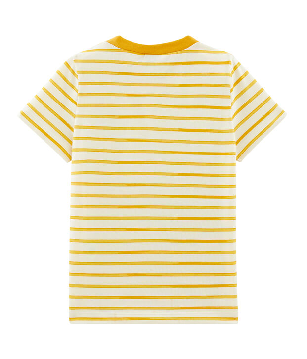 Camiseta de manga corta para ni&ntilde;o blanco/amarillo