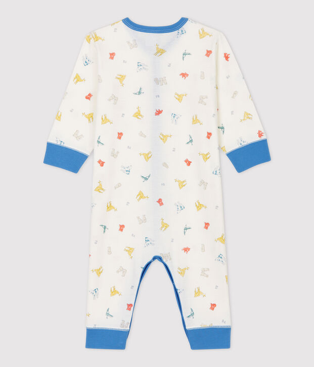Pelele sin pies de beb&eacute; con estampado de animales de algod&oacute;n org&aacute;nico blanco/multicolor