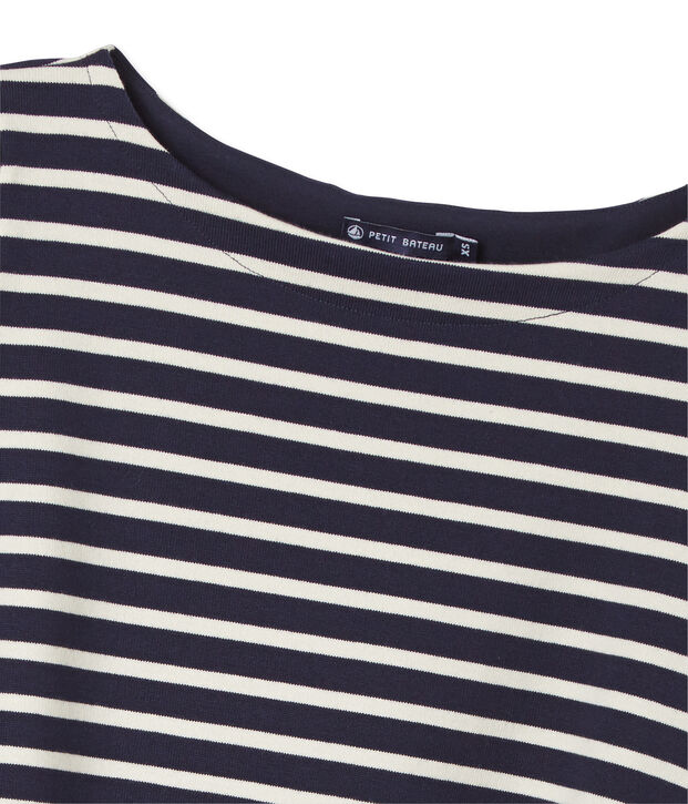 Top de mujer marinero en punto grueso azul/blanco
