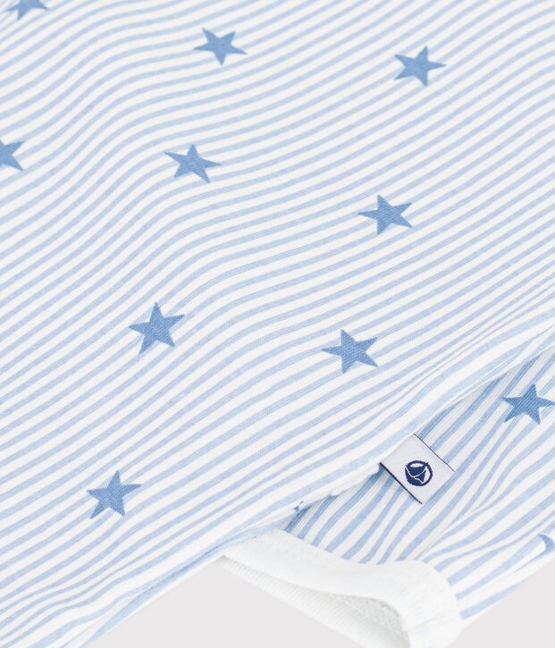 Pijama de mulet&oacute;n para beb&eacute; con abertura trasera y estampado de estrellas blanco/multicolor