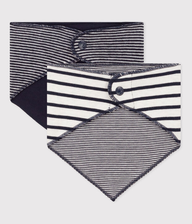 Juego de 2 bandanas-baberos a rayas de beb&eacute; multicolor