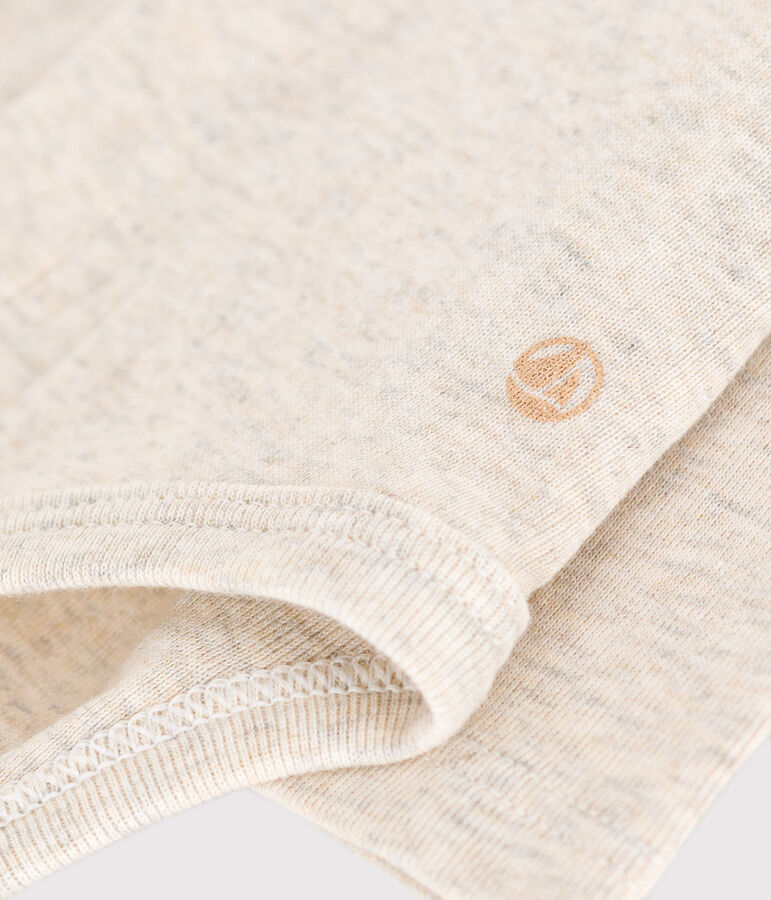 Body de manga larga con cuello de algod&oacute;n de beb&eacute; beige MONTELIMAR CHINE