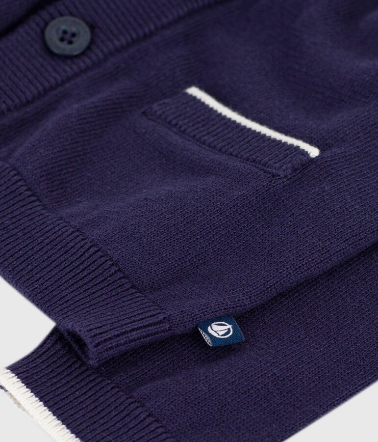 C&aacute;rdigan de algod&oacute;n liso para beb&eacute; azul
