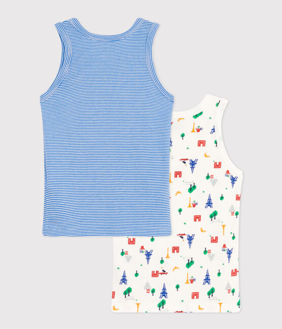 Juego de 2 camisetas infantiles de algodón sin mangas con motivo de París variante 1