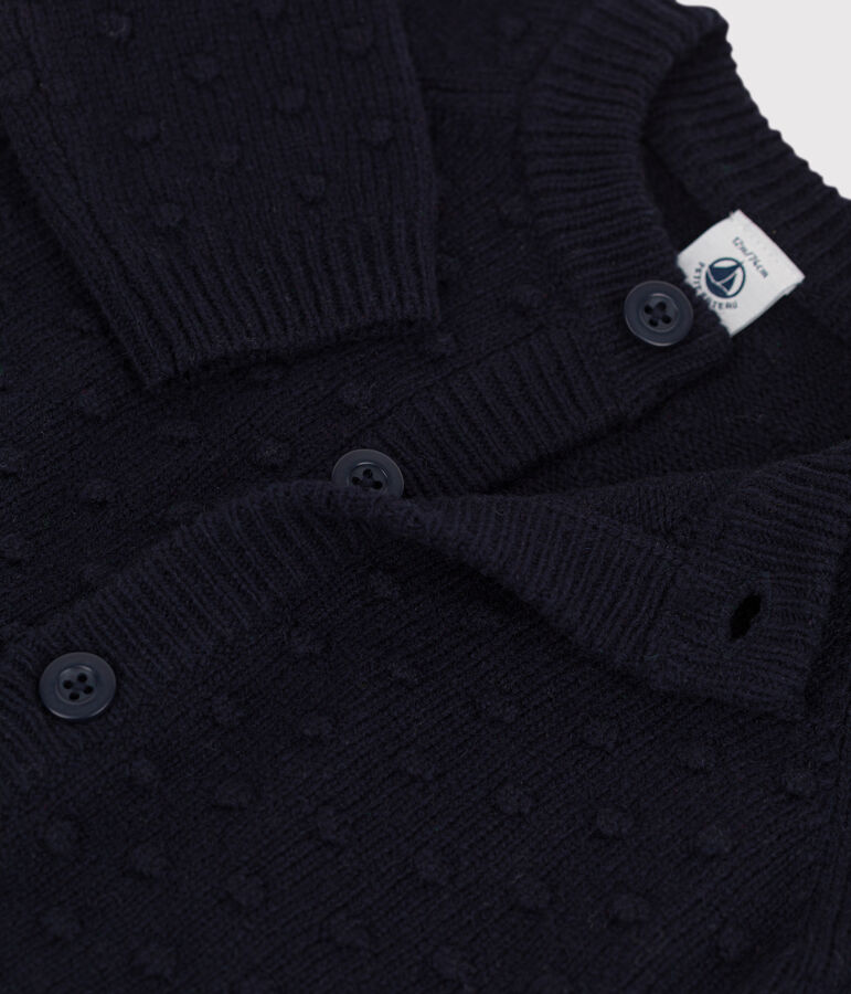 C&aacute;rdigan de punto tricotado de lana para beb&eacute; azul