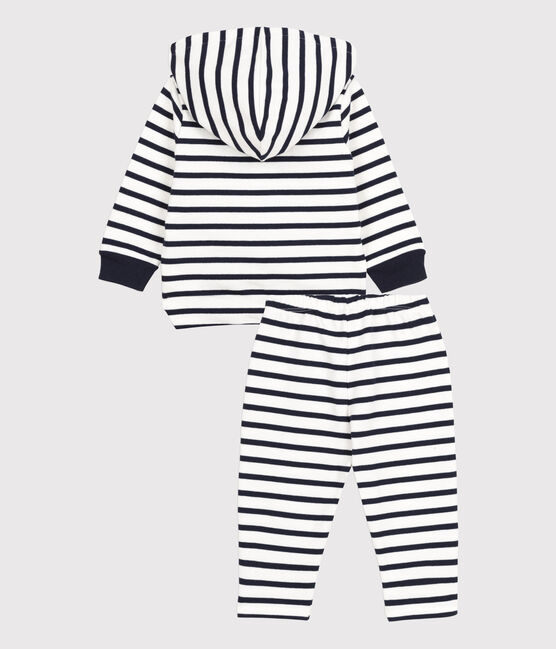 Conjunto a rayas marineras de dos piezas ecológicas para bebé blanco MARSHMALLOW/azul SMOKING