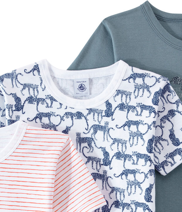 Lote de 3 camisetas de manga corta para ni&ntilde;o blanco