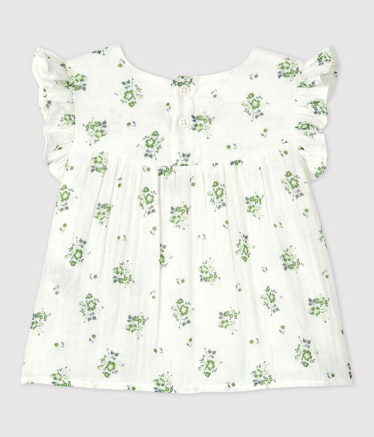 Blusa de manga corta con estampado de flores de gasa de algod&oacute;n ecol&oacute;gico de beb&eacute; blanco/multicolor